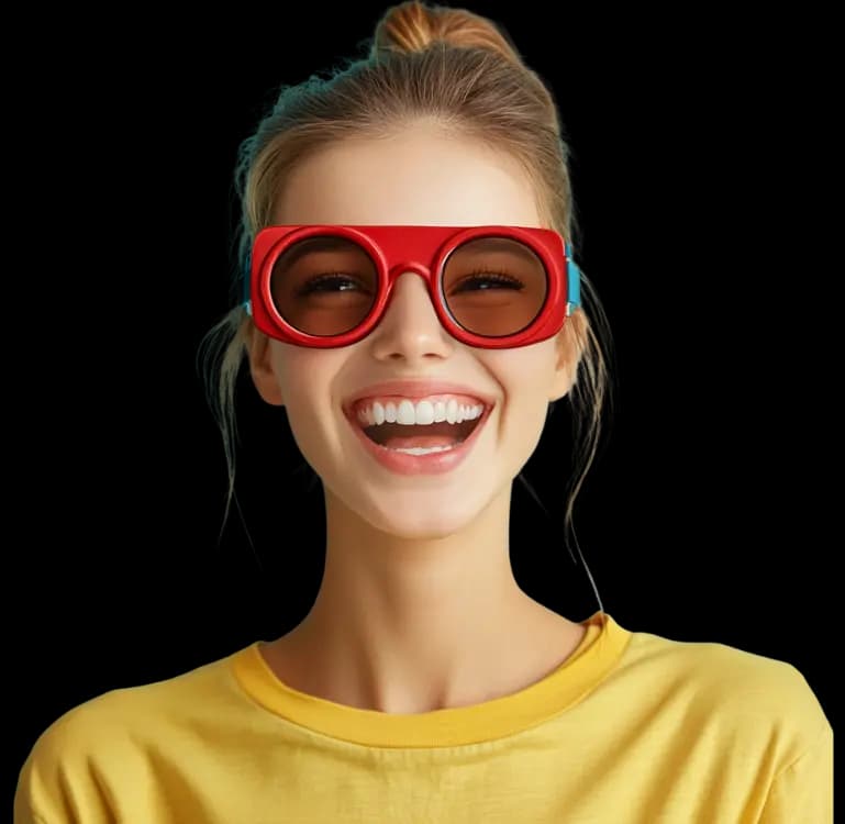 A woman with goggles on smiling